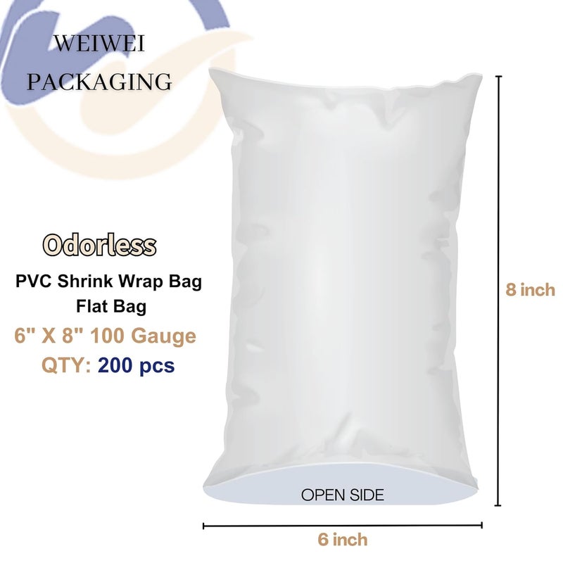 WEIWEI PACKAGING Store Weiwei - 6 X 8 inch 200PCS Odorless PVC Heat Shrink Wrap Bags 100Gauge - Image 2